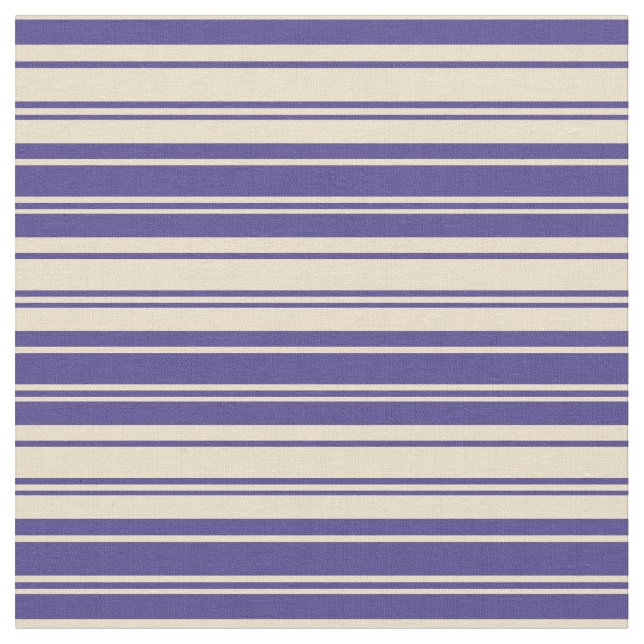 Mörk Slate Blue och Tan Stripe Mönster Tyg (Närbild)