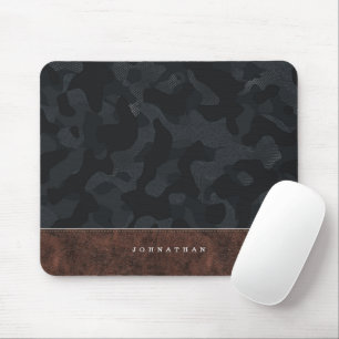 Mörk Slate Grått Camouflage Mönster & läder Musmatta