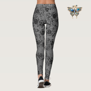 Mörk Snöre på Grått Leggings
