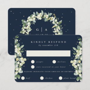 Mörk Snowberry+Eucalyptus Edged Bröllop OSA Kort