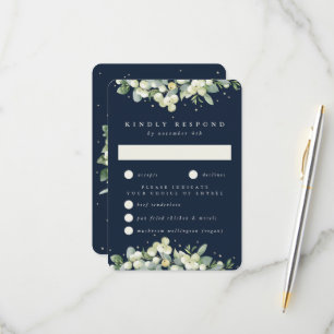Mörk Snowberry+Eucalyptus Edged Bröllop OSA Kort