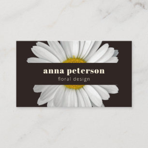 Mörk Snyggt Elegant Daisy Blommigt Florist Visitkort