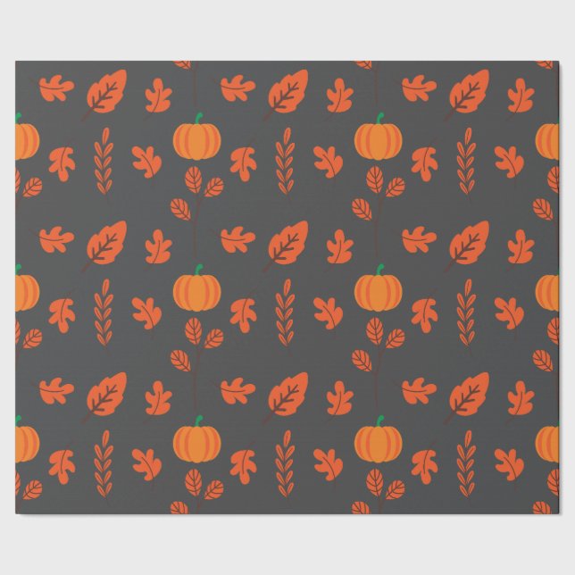 Mörk Sömlös svällning Papper: Mysigt Fall Löv Joy Presentpapper (Seam)