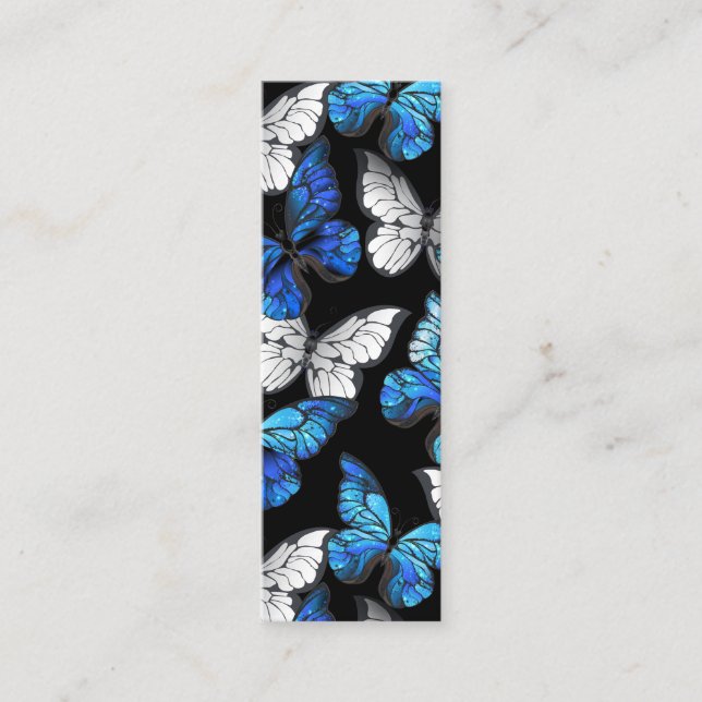 Mörk Sömlöst Mönster med Blue Butterflies Morpho (Framsida)