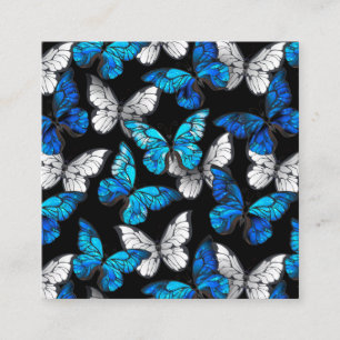 Mörk Sömlöst Mönster med Blue Butterflies Morpho