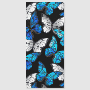 Mörk Sömlöst Mönster med Blue Butterflies Morpho