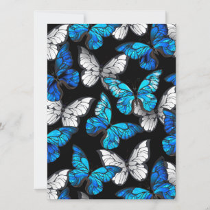 Mörk Sömlöst Mönster med Blue Butterflies Morpho