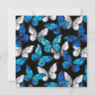 Mörk Sömlöst Mönster med Blue Butterflies Morpho