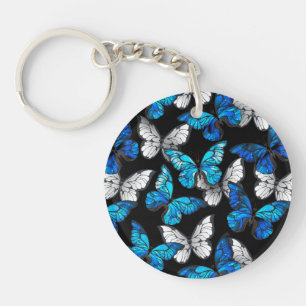 Mörk Sömlöst Mönster med Blue Butterflies Morpho