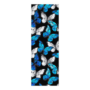 Mörk Sömlöst Mönster med Blue Butterflies Morpho Fototryck
