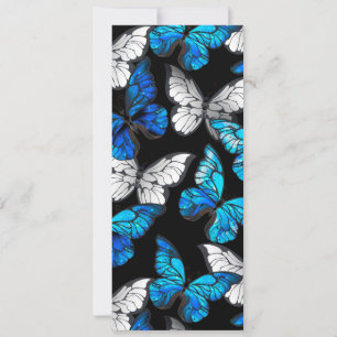 Mörk Sömlöst Mönster med Blue Butterflies Morpho Inbjudningar