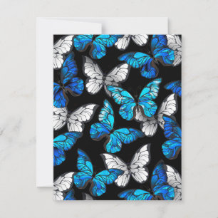 Mörk Sömlöst Mönster med Blue Butterflies Morpho Inbjudningar