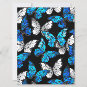 Mörk Sömlöst Mönster med Blue Butterflies Morpho Inbjudningar