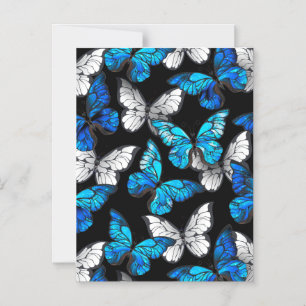 Mörk Sömlöst Mönster med Blue Butterflies Morpho Magnetisk Inbjudningskort