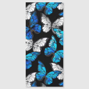Mörk Sömlöst Mönster med Blue Butterflies Morpho Magnetisk Inbjudningskort
