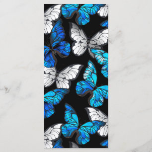 Mörk Sömlöst Mönster med Blue Butterflies Morpho Meny