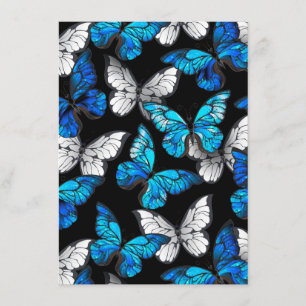 Mörk Sömlöst Mönster med Blue Butterflies Morpho Meny