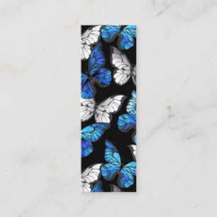 Mörk Sömlöst Mönster med Blue Butterflies Morpho Mini Visitkort