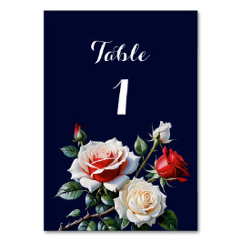 Mörk Söt rosa White röd ros blommigt bröllop Bordsnummer