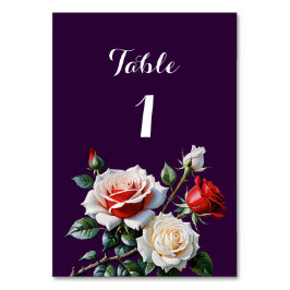 Mörk Söt rosa White röd ros blommigt bröllop Bordsnummer