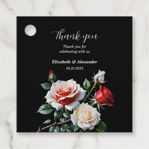 Mörk Söt rosa White röd ros blommigt bröllop Gåvor Etiketter