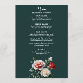 Mörk Söt rosa White röd ros blommigt bröllop Meny
