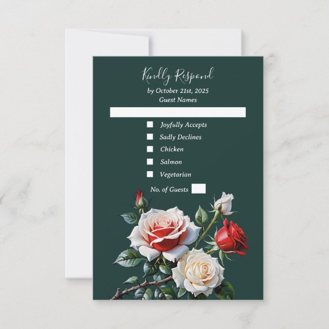 Mörk Söt rosa White röd ros blommigt bröllop OSA Kort (Framsida)