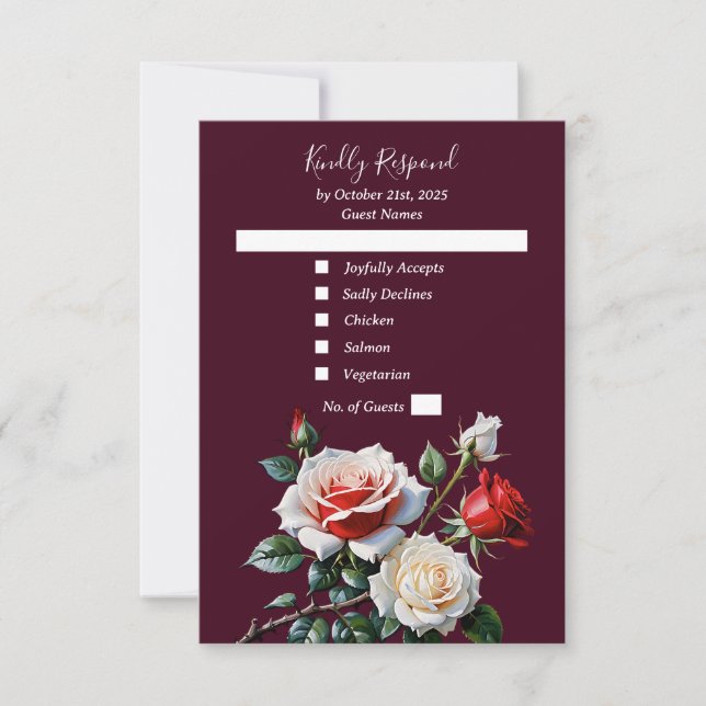 Mörk Söt rosa White röd ros blommigt bröllop OSA Kort (Framsida)