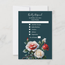 Mörk Söt rosa White röd ros blommigt bröllop OSA Kort