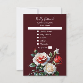 Mörk Söt rosa White röd ros blommigt bröllop OSA Kort
