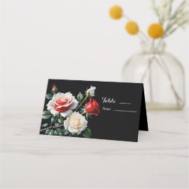 Mörk Söt rosa White röd ros blommigt bröllop Placeringskort