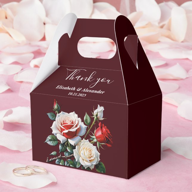 Mörk Söt rosa White röd ros blommigt bröllop Presentaskar (Bröllop)
