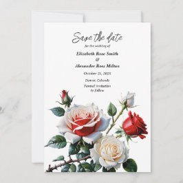 Mörk Söt rosa White röd ros blommigt bröllop Spara Datumet