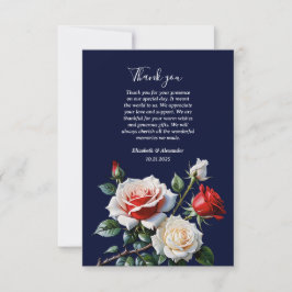 Mörk Söt rosa White röd ros blommigt bröllop Tack Kort