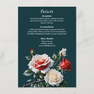 Mörk Söt rosa White röd ros blommigt bröllop Tilläggskort
