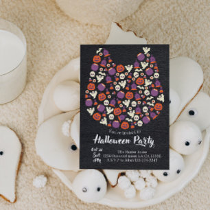 Mörk, söta hund cat Halloween fest-inbjudningar Inbjudningar