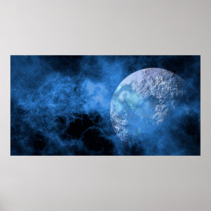 Mörk Space Måne Planet Poster