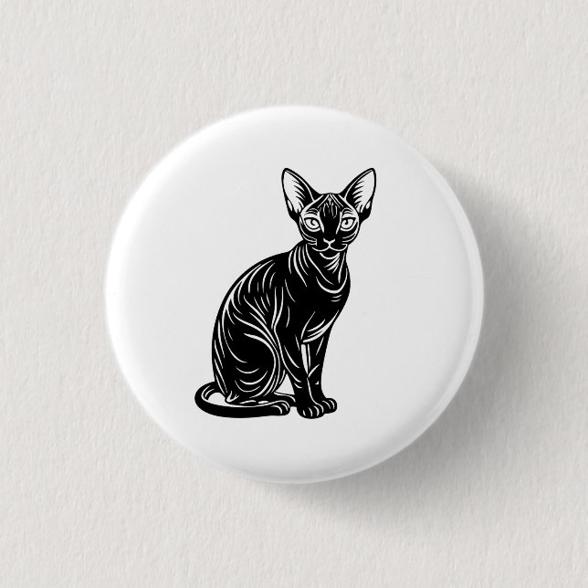 Mörk Sphynx Katt Konst – Mystisk Minimalistisk Des Knapp (Framsida)