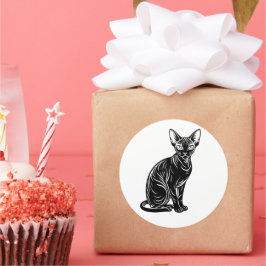 Mörk Sphynx Katt – Mystisk Minimal Konst Runt Klistermärke