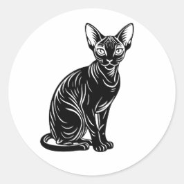 Mörk Sphynx-katt – Mystisk Minimalistisk Konst Runt Klistermärke
