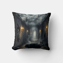 Mörk spöklik fantasy korridor med månbelyst himmel kudde