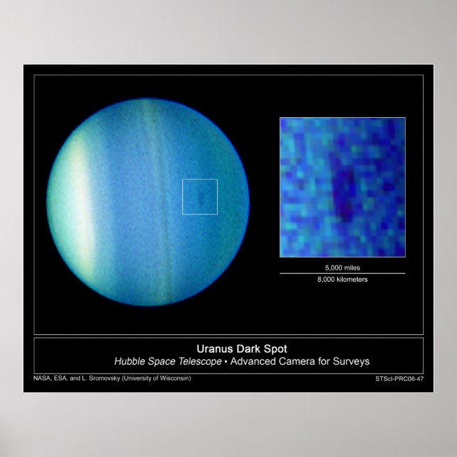 Mörk Spot på Planet Uranus från Hubble Poster (Framsidan)