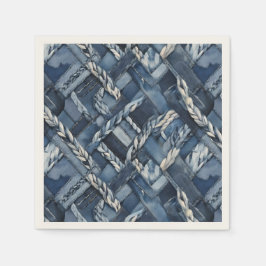 Mörk Sprickade denim-lappverk och bromsar Pappersservett