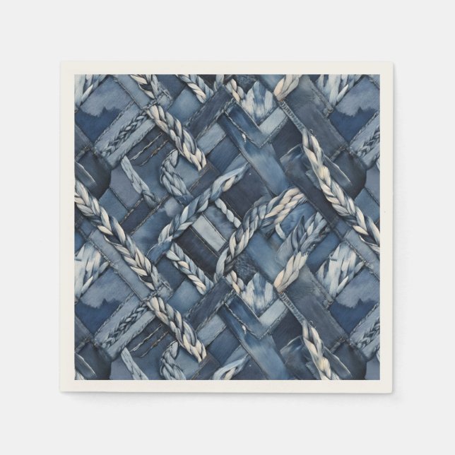 Mörk Sprickade denim-lappverk och bromsar Pappersservett (Framsidan)