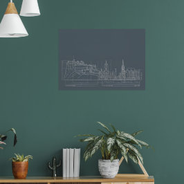 Mörk stadsprofil ritning affisch