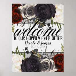 Mörk stämningsfull glamour botanisk blomster välko poster