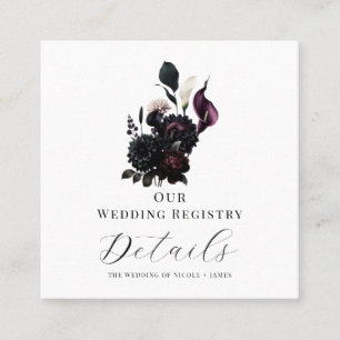 Mörk stämningsfull romantisk blombröllopspresentre fyrkantigt visitkort