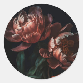 Mörk stämningsfull romantisk bröllopsdusch med blo runt klistermärke