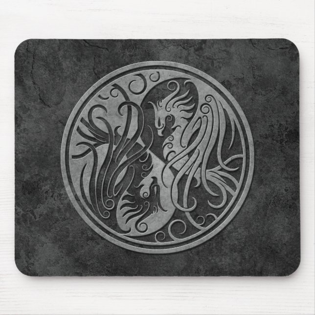 Mörk sten Yin Yang Phoenix Musmatta (Framsidan)