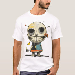 Mörk Stollig Grinning Doll - Surreal Horror Teckna T Shirt